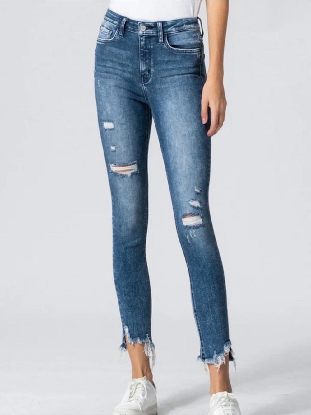 Lucky Distressed High-Rise Skinny Jeans - Blue 0020